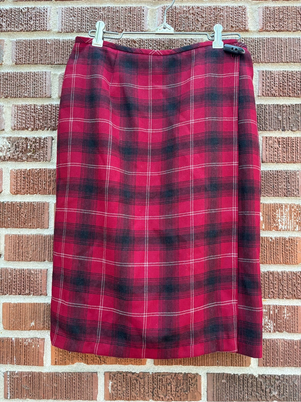 Liz Claiborne 8P Skirt Wool Blend Tartan Plaid Pencil Secretary Preppy Academia